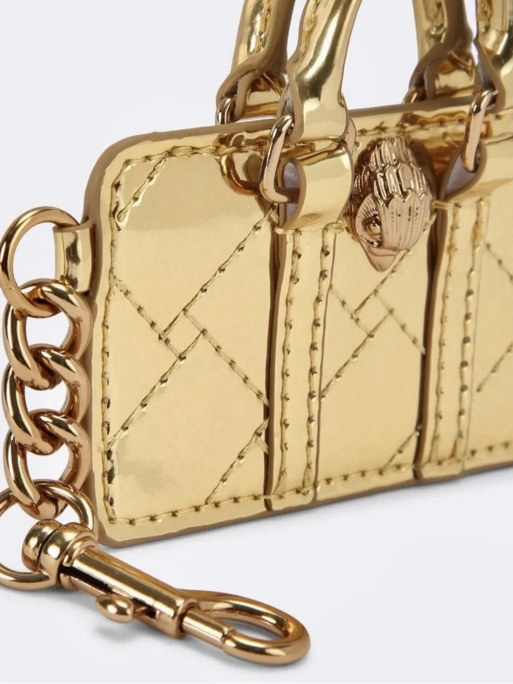 Kurt Geiger Boston BagCharm Keychain Gold Mirror Finish EagleHead